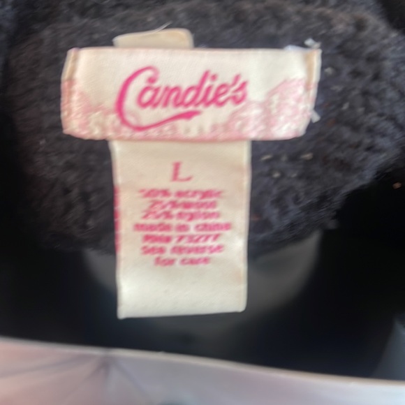 CANDIES BUTTON UP BLACK SWEATER - Picture 4 of 4